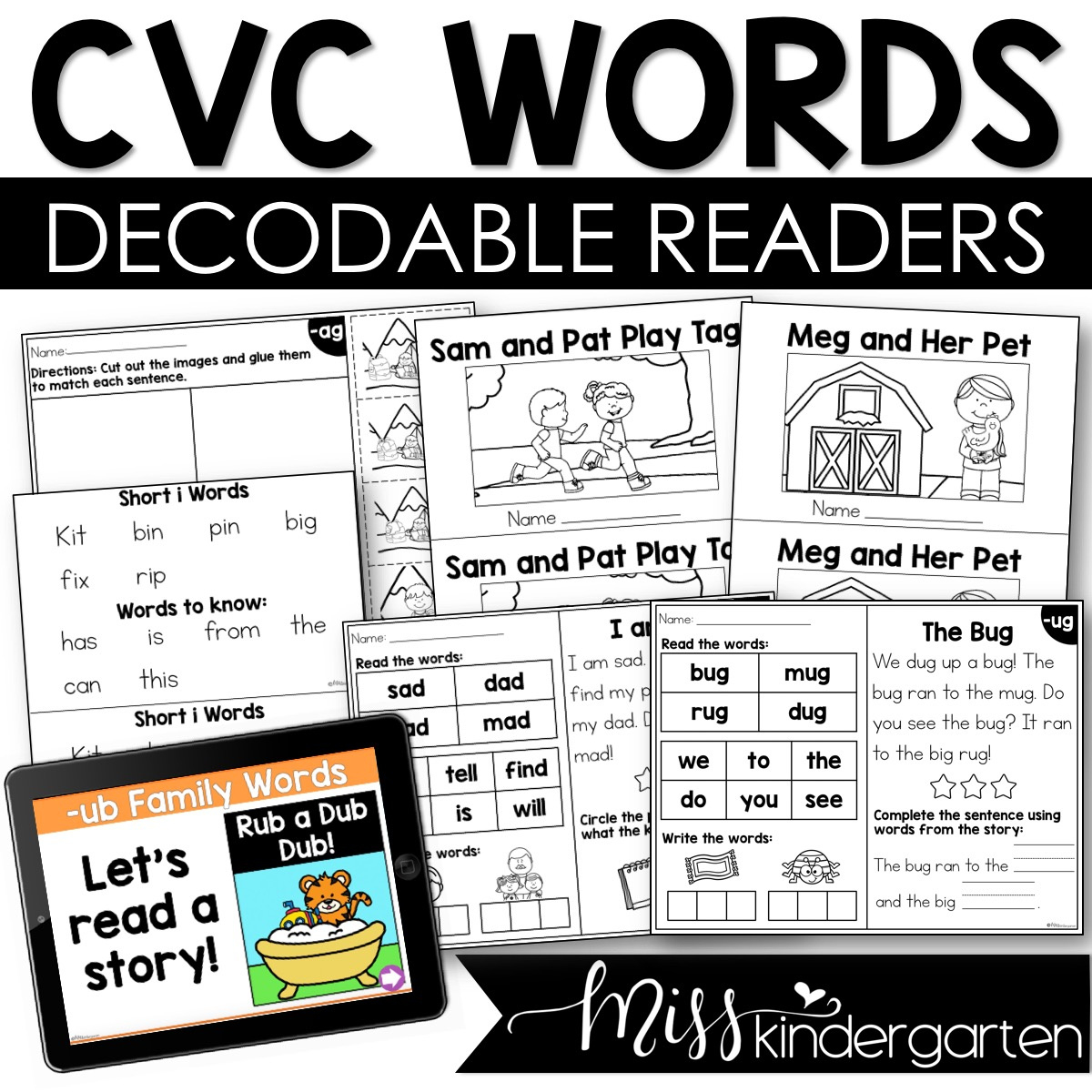 Cvc Words Decodable Readers Kindergarten Small Group Reading Books - Miss  Kindergarten intended for Free Printable Phonics Books For Kindergarten