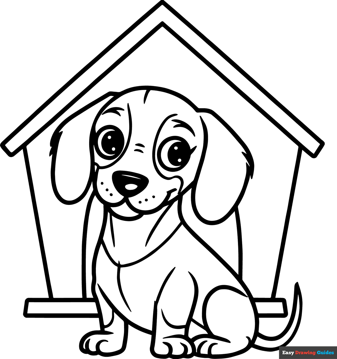 Dachshund Puppy Doghouse Coloring Page | Easy Drawing Guides inside Free Printable Dachshund Coloring Pages