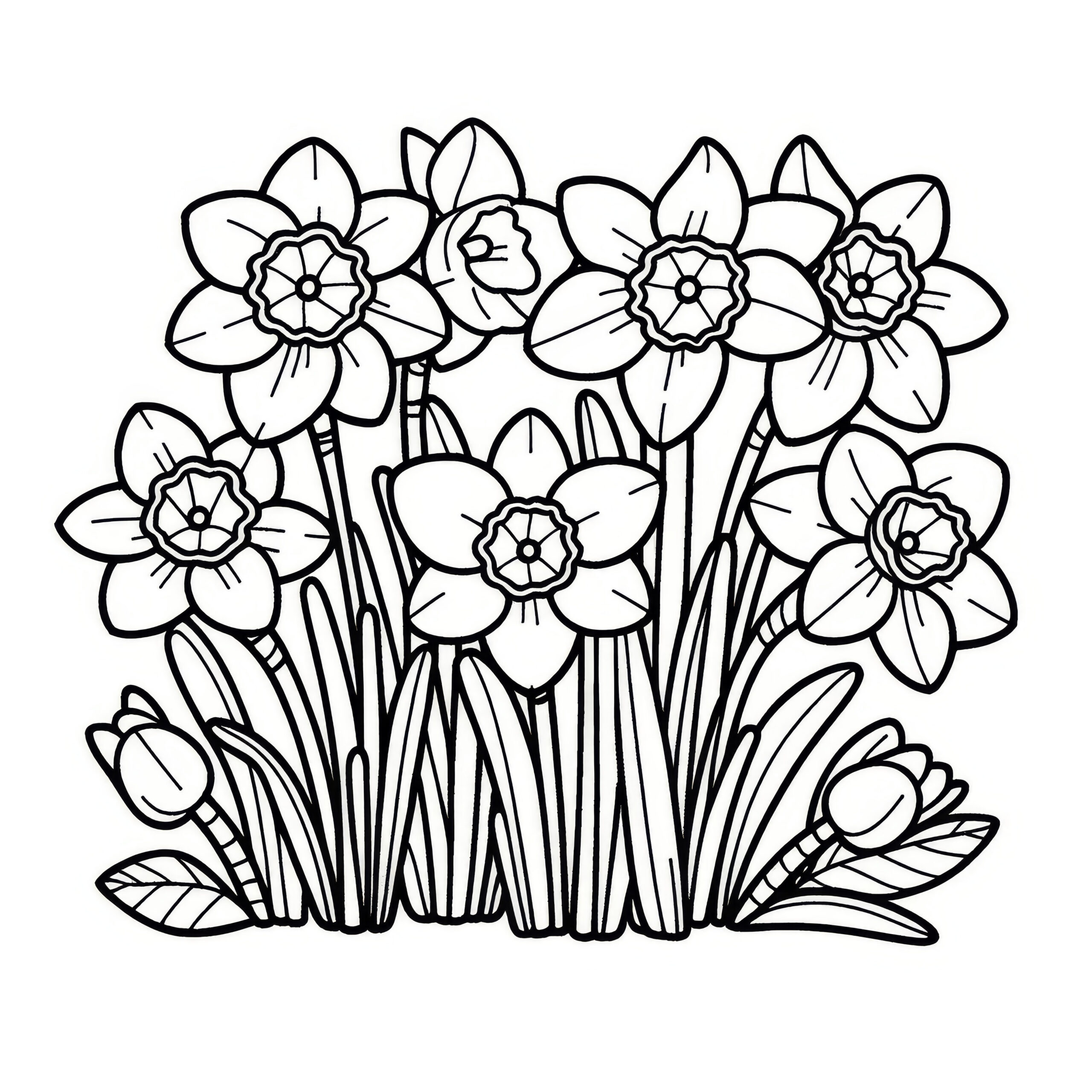 Daffodil Blossoms: Picture To Color (Free) throughout Free Printable Pictures Of Daffodils