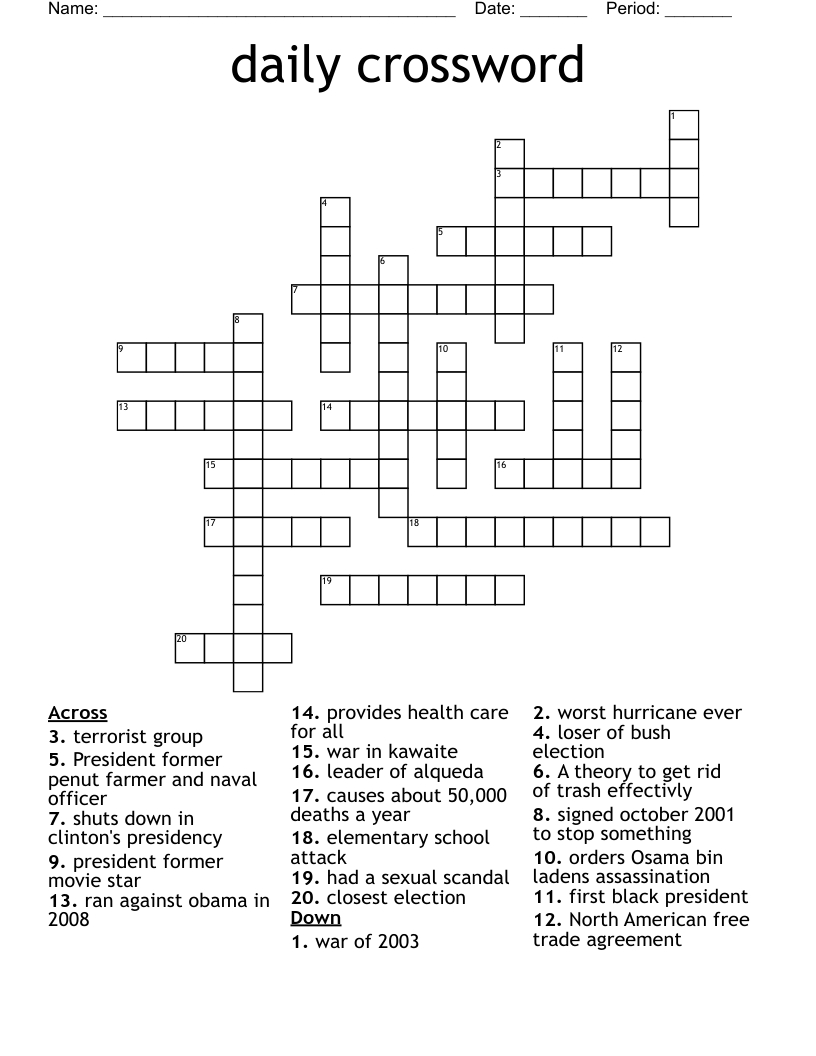 Daily Crossword - Wordmint with Free Daily Printable Crosswords