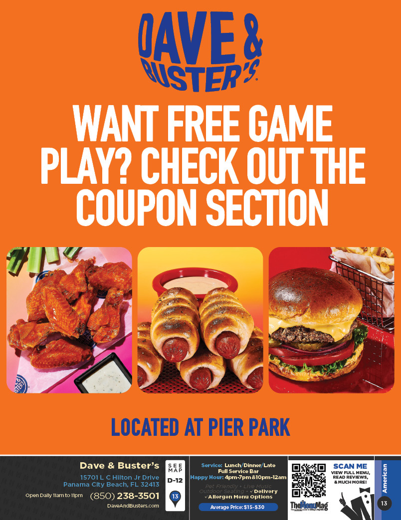 Dave & Buster'S Panama City Beach - The Menu Mag throughout Free Printable Dave And Busters Coupons