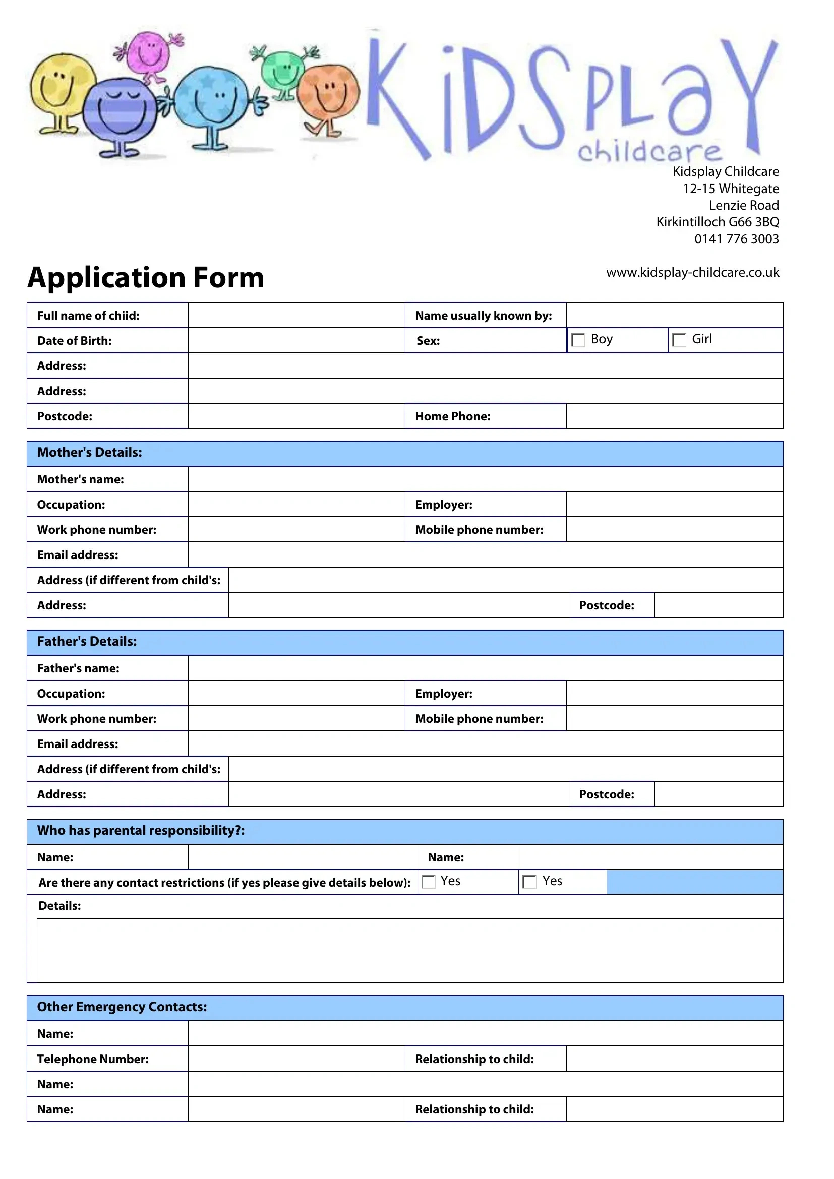 Daycare Registration Form ≡ Fill Out Printable Pdf Forms Online within Free Printable Daycare Forms For Parents