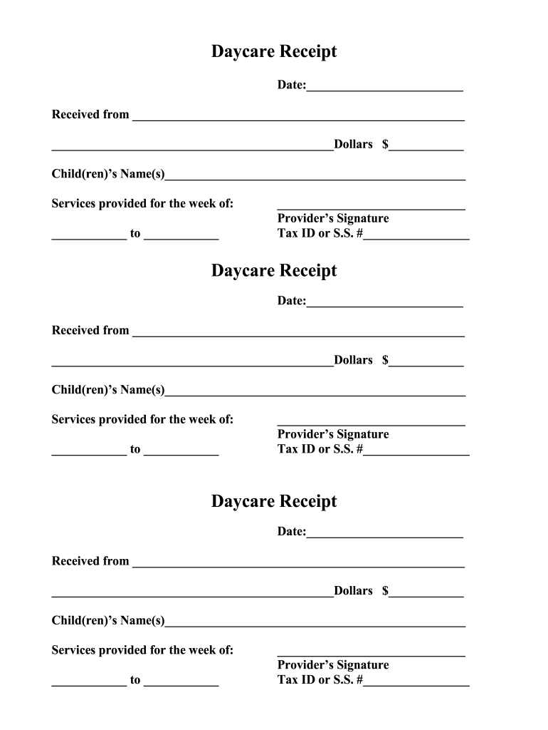 Daycareanswers Daycare Receipt Form - Fill Online, Printable pertaining to Free Printable Daycare Receipts