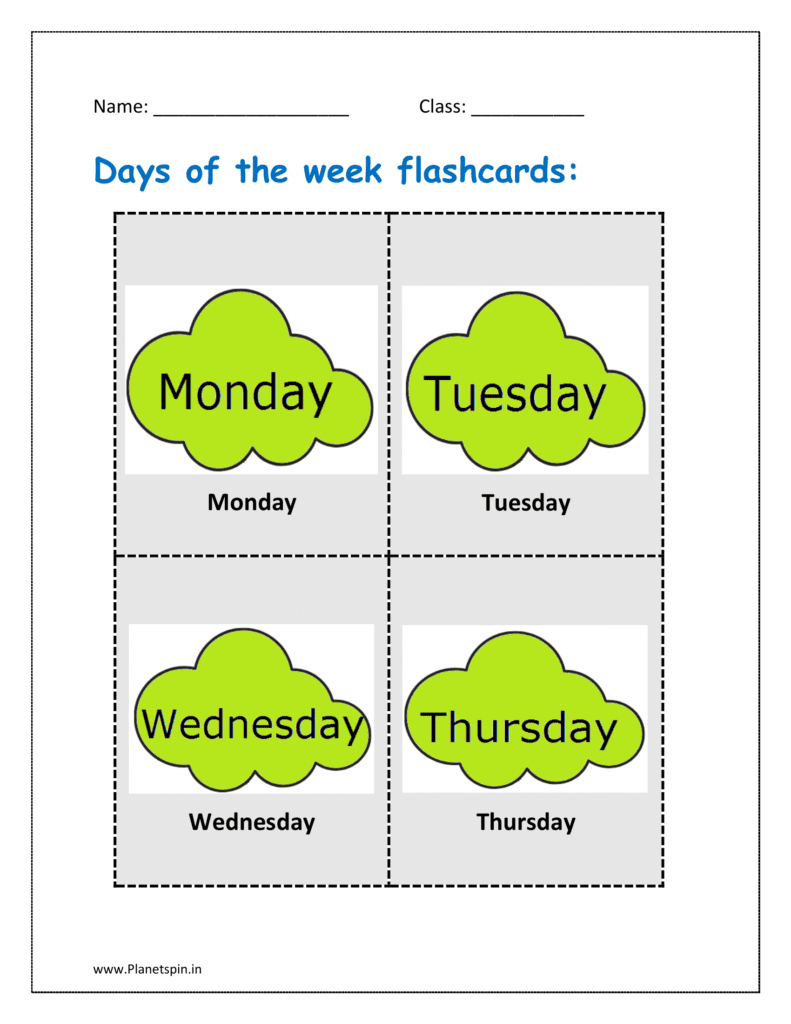 Days Of The Week Flashcards Printable Free | Planetspin.in inside Free Printable Days Of The Week Cards