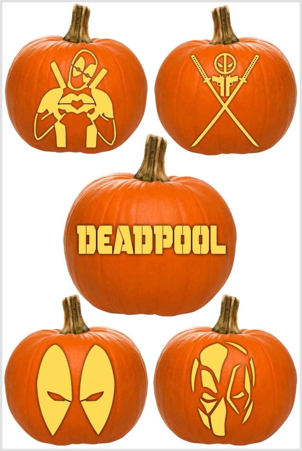 Deadpool Pumpkin Stencils: Free Marvel Halloween Printables for Superhero Pumpkin Stencils Free Printable
