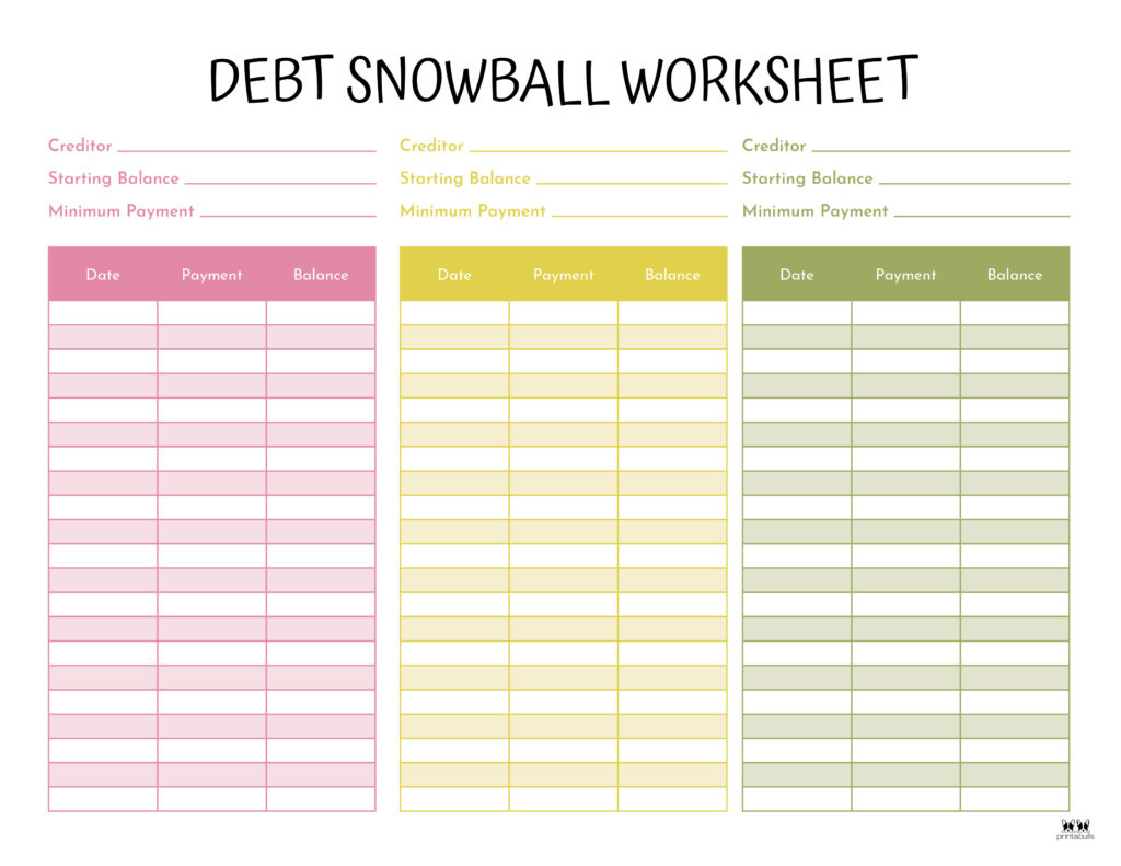Debt Trackers & Debt Snowball Worksheets - 35 Pages | Printabulls throughout Free Printable Debt Snowball Worksheet