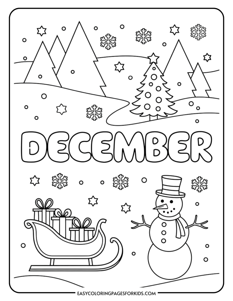 December Coloring Pages For Kids (7 Free Printable Pages) - Easy pertaining to Free Printable Holiday Coloring Pages