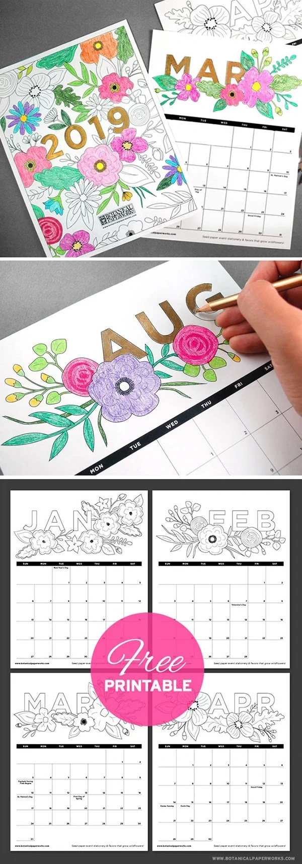 Der Free Printable Wandkalender 2019 Von Hey Pretty Ist Da with Free Printables 2019