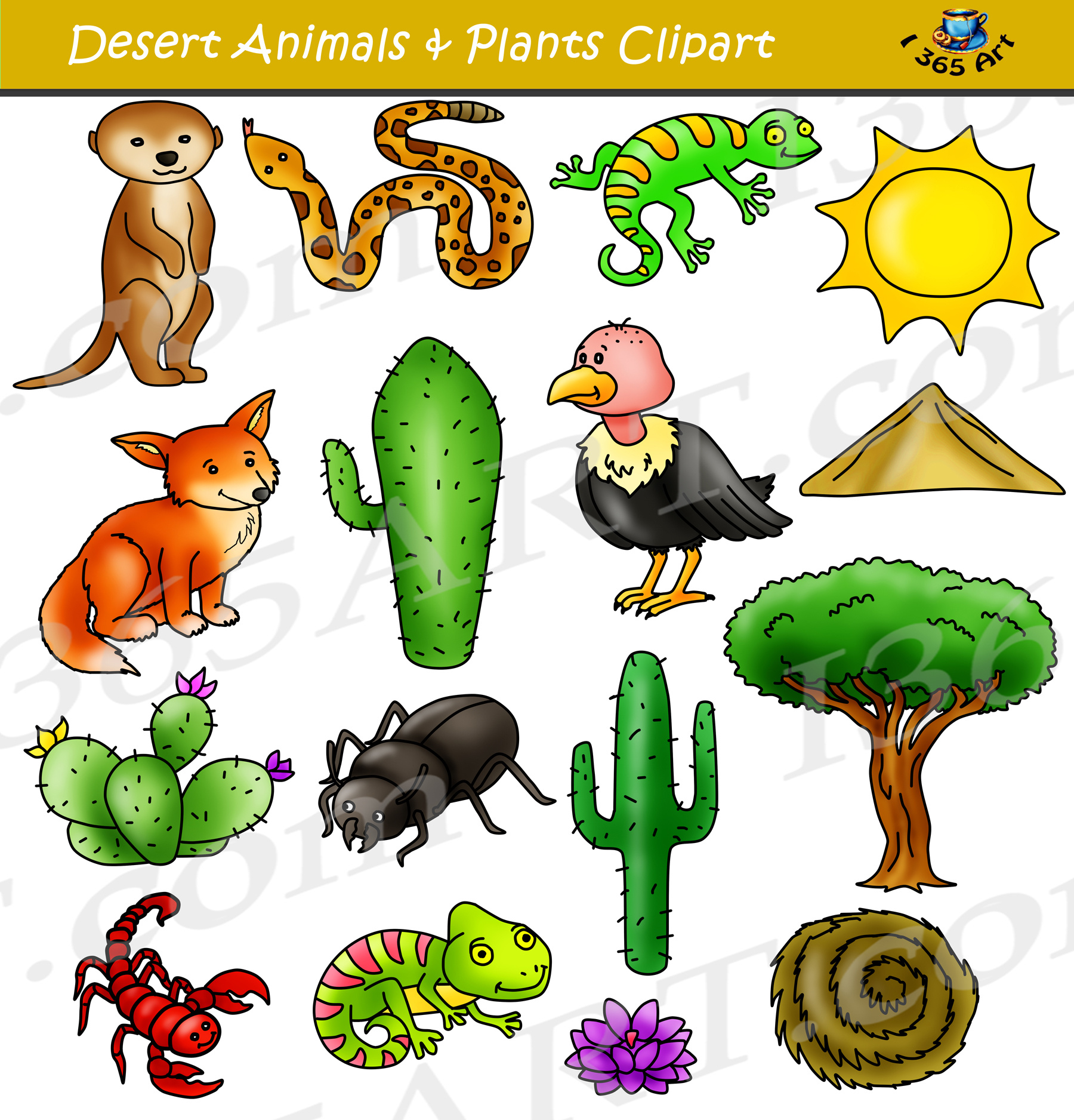 Desert Clipart Set - Desert Animals &amp;amp;Amp; Terrain - Worksheets Library within Free Printable Desert Animals
