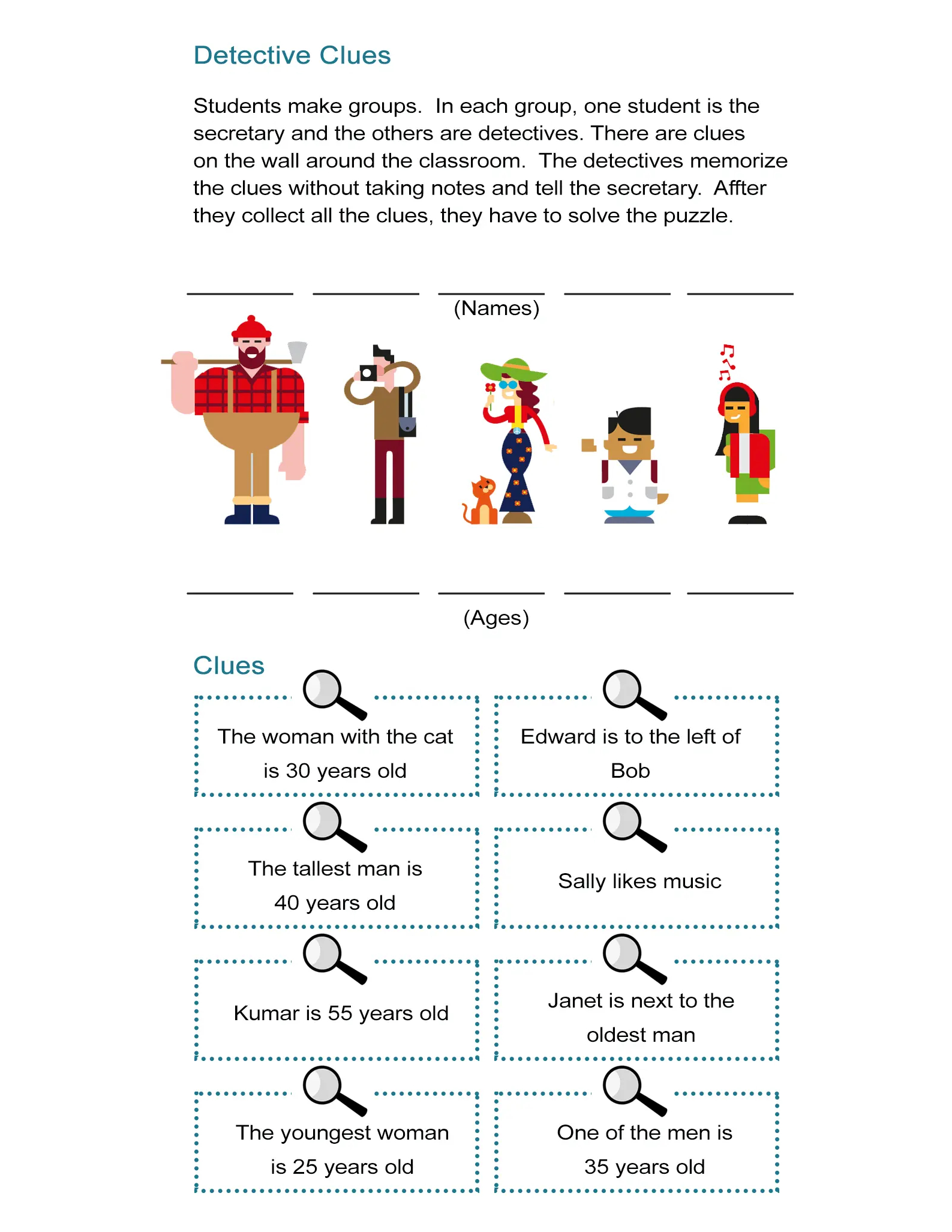 Detective Clues: Solve The Mystery In The Puzzle Worksheet - All Esl throughout Free Printable Detective Games