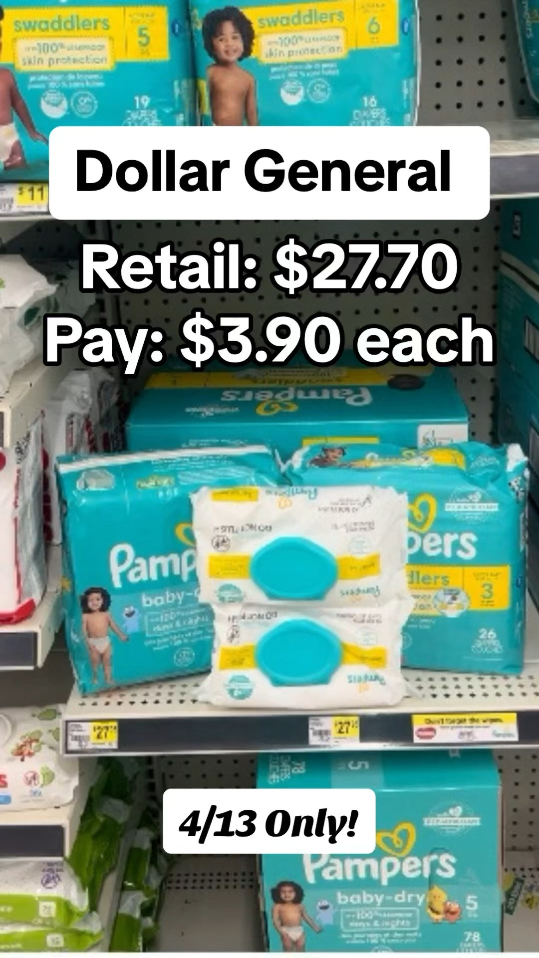 Diaper &amp;amp;Amp; Wipes Deal At Dollar General This Saturday 4/13 in Free Printable Pampers Swaddlers Coupons