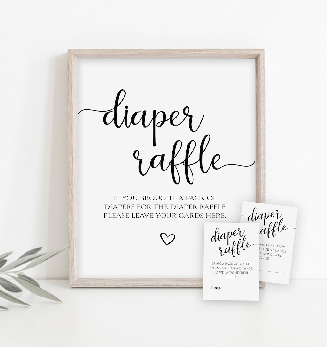 Diaper Raffle Cards Baby Shower Game Printable Diaper Raffle Sign within Free Printable Diaper Raffle Sign