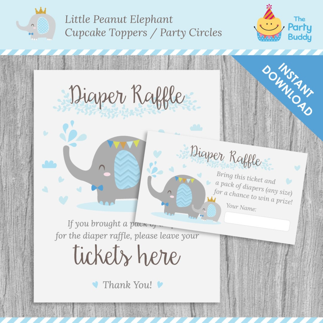 Diaper Raffle Ticket Card &amp;amp; Poster Sign | Little Peanut Boy Baby with regard to Free Printable Diaper Raffle Tickets Elephant