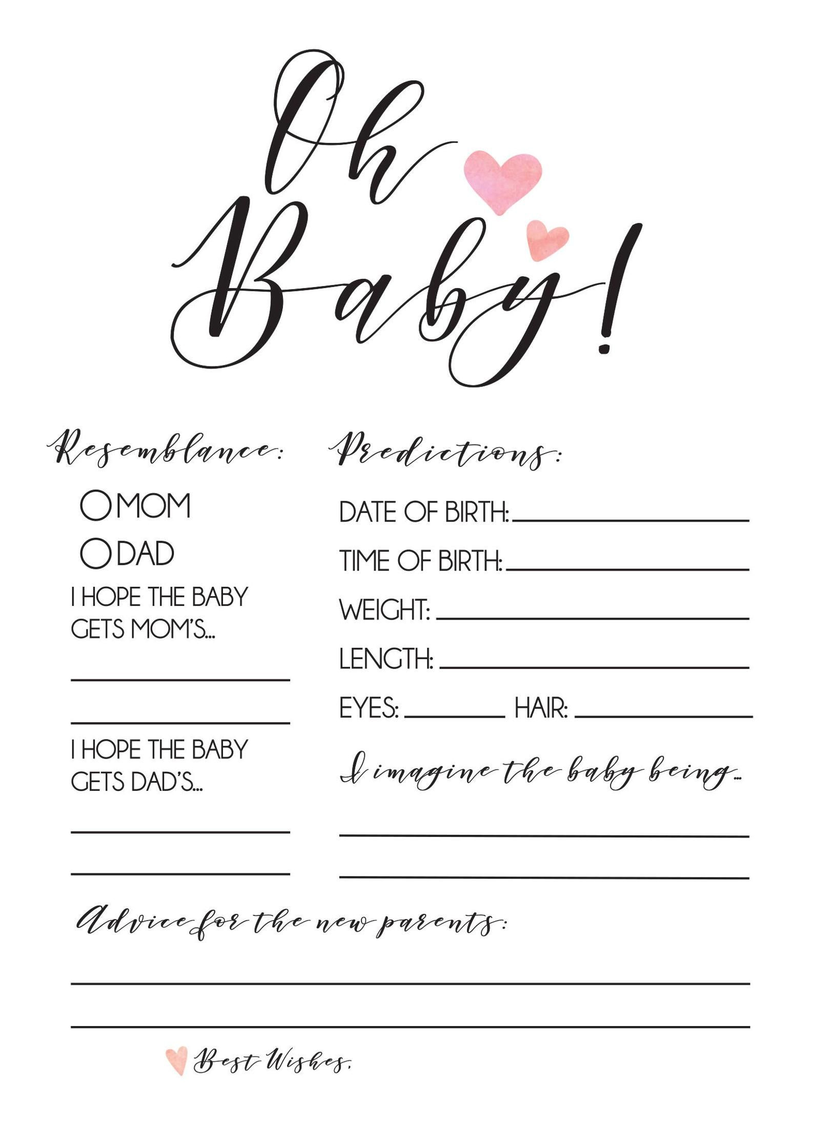 Discover 8 My Wishlist And Baby Prediction Cards Ideas | Baby in Baby Prediction And Advice Cards Free Printable