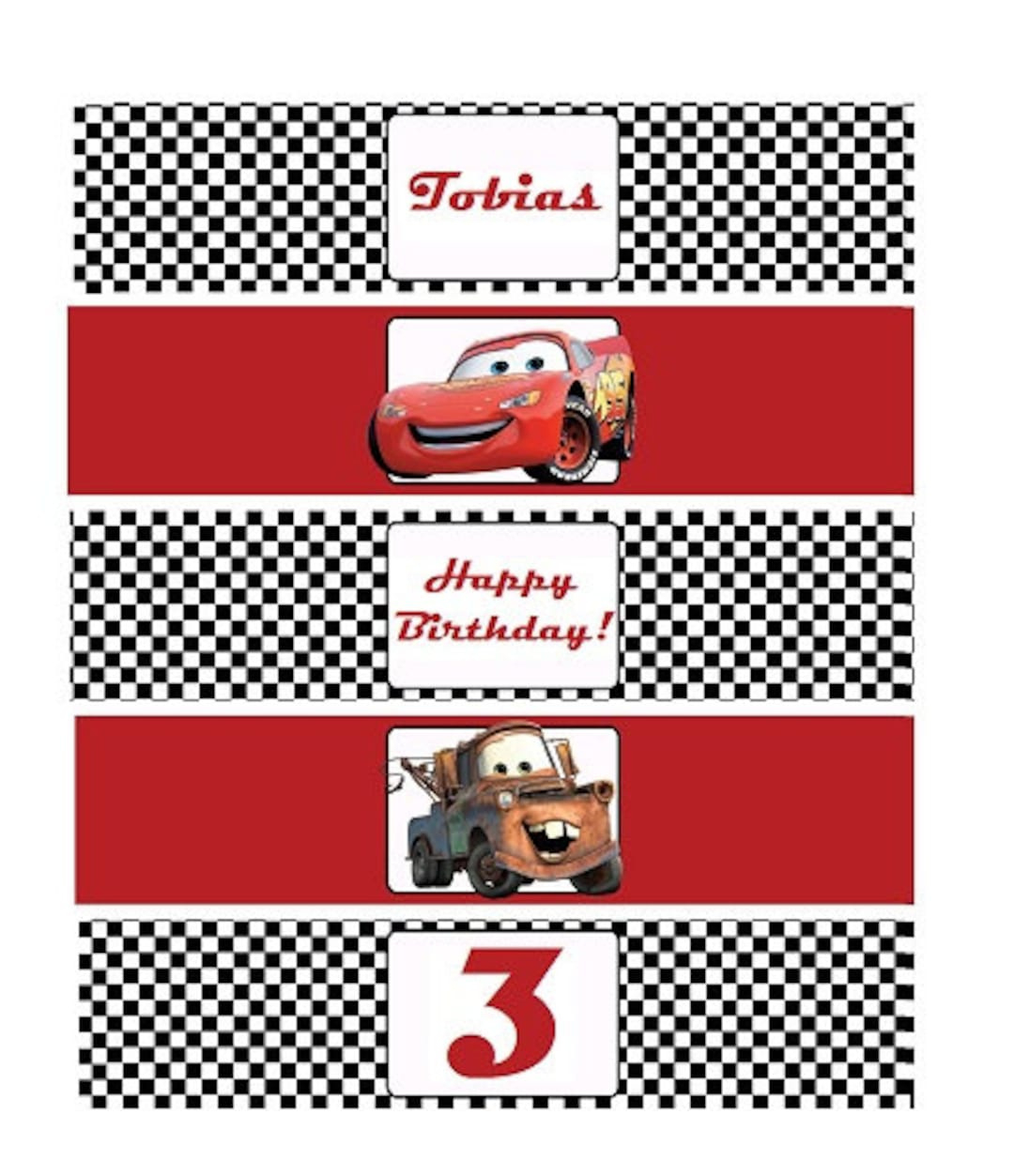 Disney Cars Birthday Water Bottle Printable - Personalized - Etsy throughout Free Printable Cars Water Bottle Labels