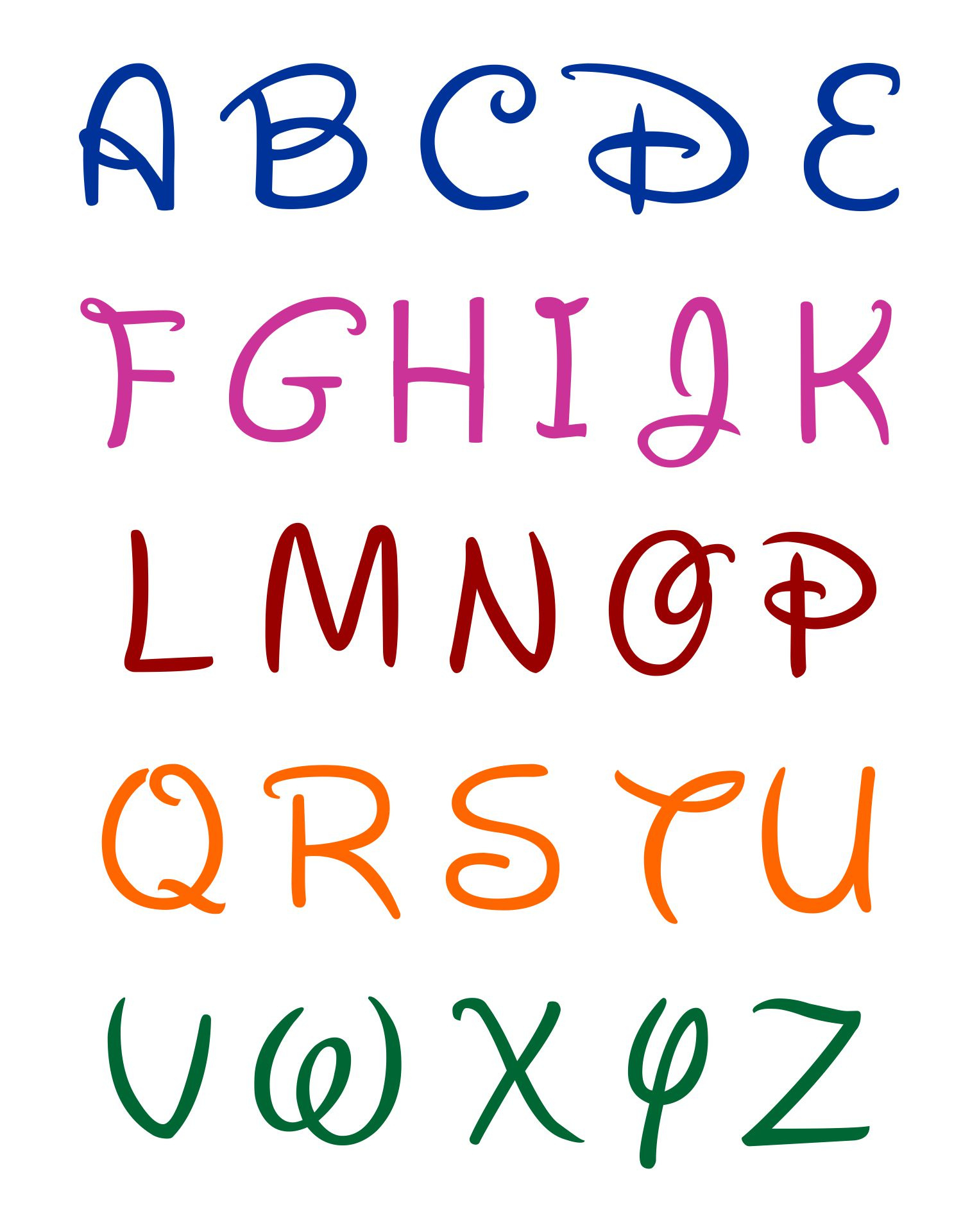 Disney Letters Printable - Printable Party Favors intended for Free Printable Disney Alphabet Letters