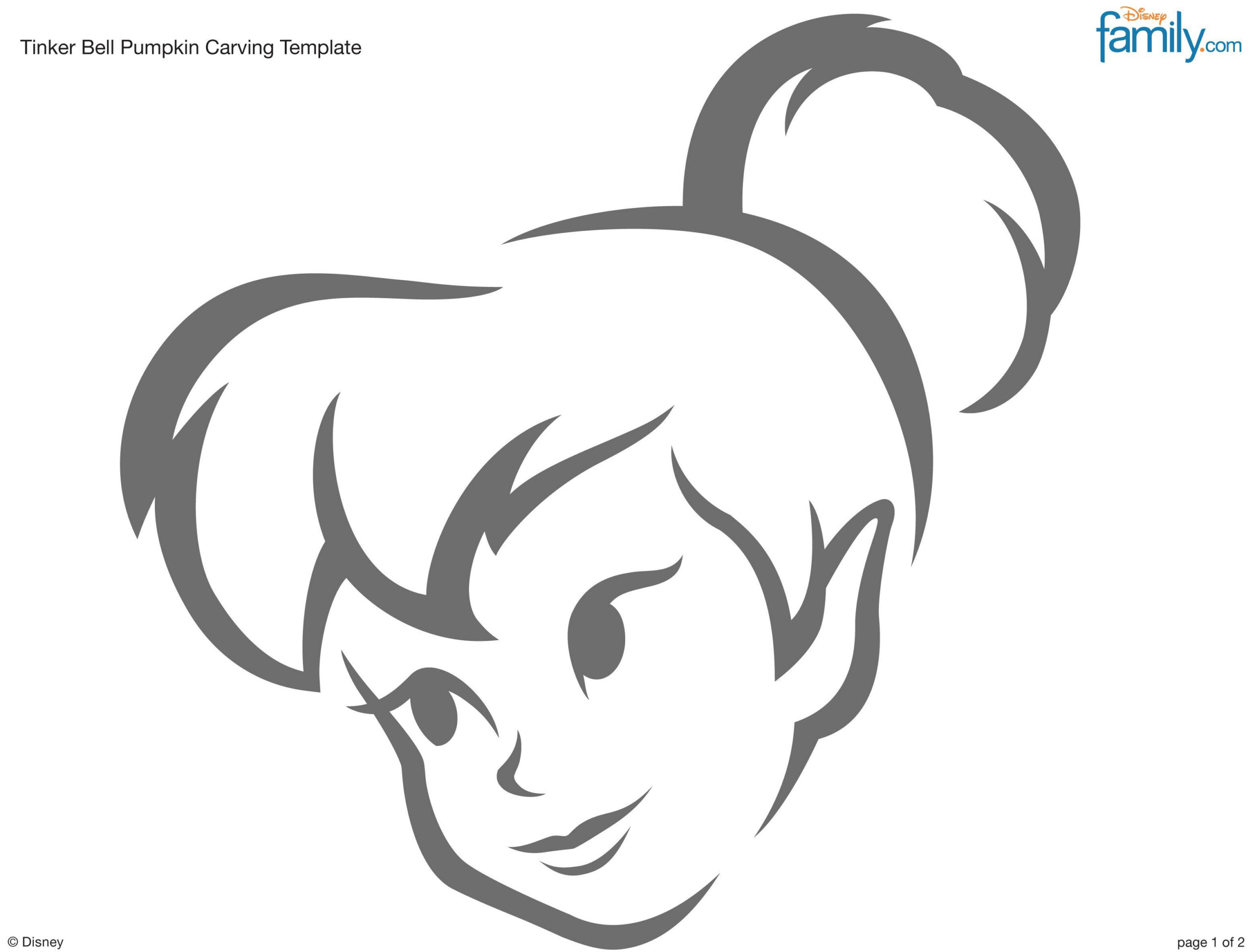Disney: Peter Pan: Tinkerbell (Pumpkin Stencil - Pumpkin Pattern in Tinkerbell Pumpkin Stencils Free Printable