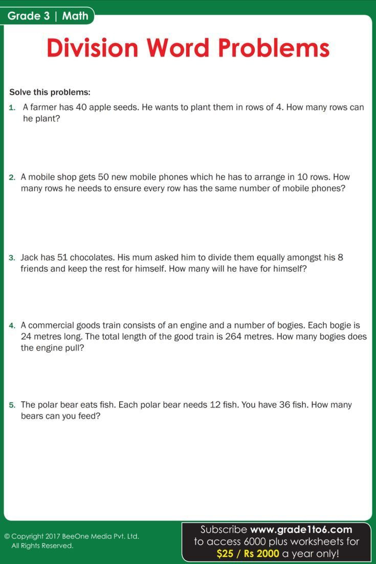 Division Word Problems intended for Free Printable Division Word Problems Worksheets For Grade 3