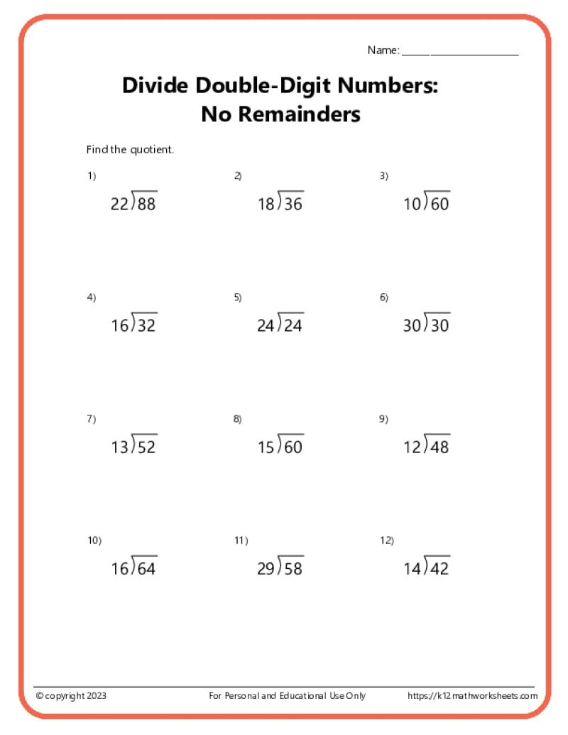 Division Worksheets - K12 Math Worksheets throughout Free Printable Division Worksheets