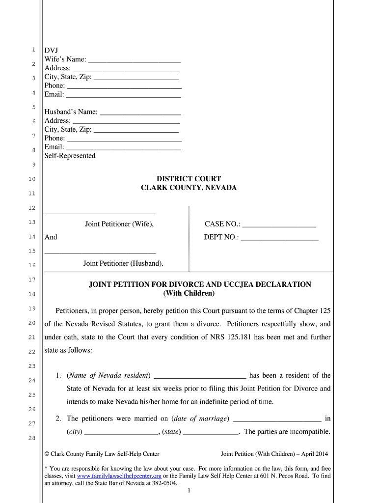 Divorce Papers Nevada - Fill Online, Printable, Fillable, Blank throughout Free Printable Divorce Papers Nevada