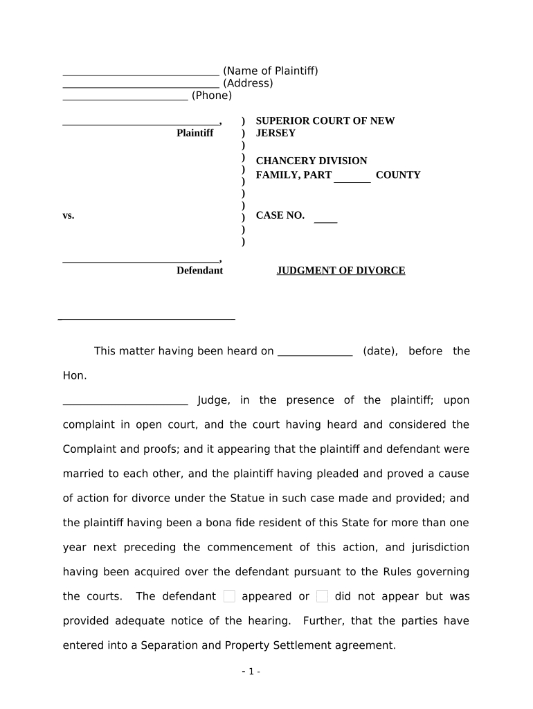 Divorce Papers Nj: Pre-Built Template | Airslate Signnow intended for Free Printable Nj Divorce Forms