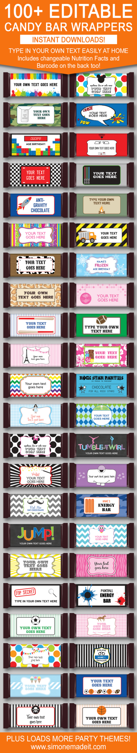 Diy Candy Bar Wrapper Templates | Party Favors | Chocolate Bar Labels intended for Free Printable Candy Bar Wrappers Templates