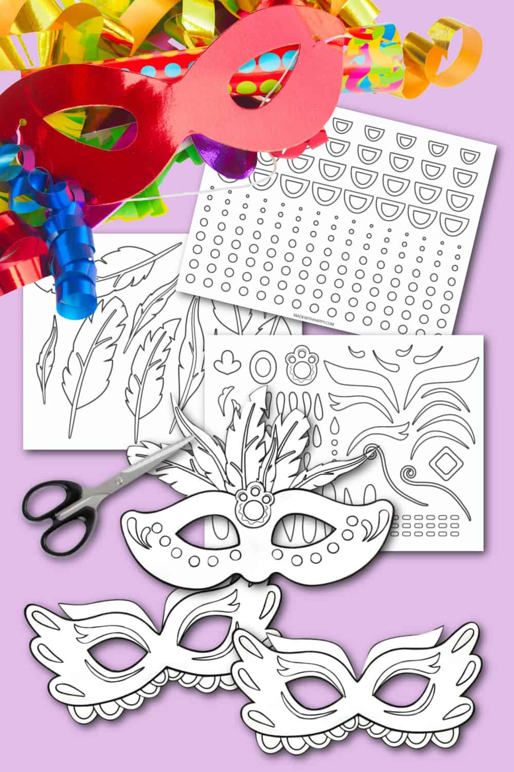 Diy Mardi Gras Mask Template - Made With Happy throughout Free Printable Mardi Gras Masks