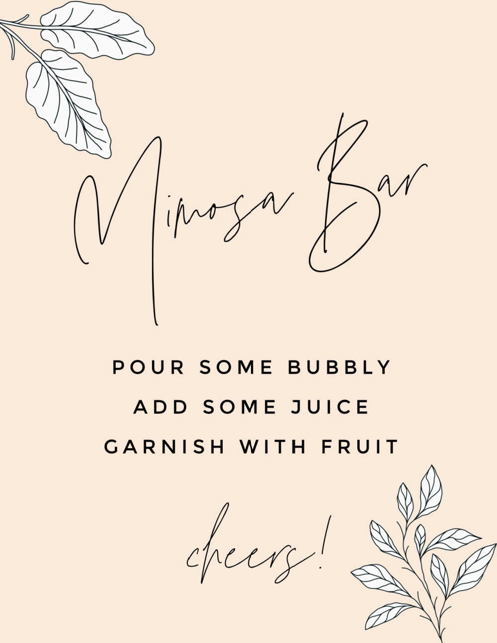 Diy Mimosa Bar Cart With Free Printable Mimosa Bar Sign | with regard to Free Mimosa Bar Printable