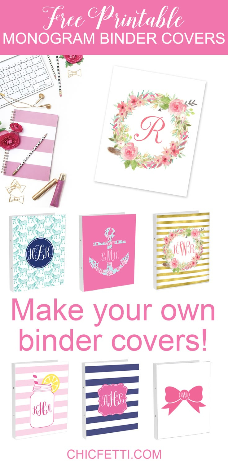 Diy Monogram Binder Covers Using Free Monogram Maker - Chicfetti Blog regarding Free Printable Monogram Binder Covers