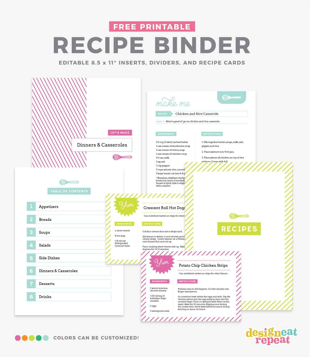 Diy Recipe Book (With Free Printable Recipe Binder Kit!) pertaining to Free Printable Recipe Binder Kit
