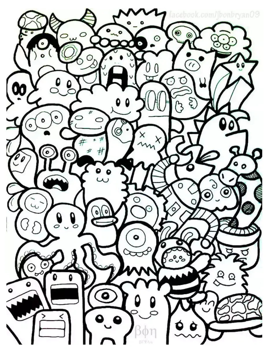 Doodle Art To Print For Free - Doodle Art Coloring Pages For Kids with Free Printable Doodle Patterns