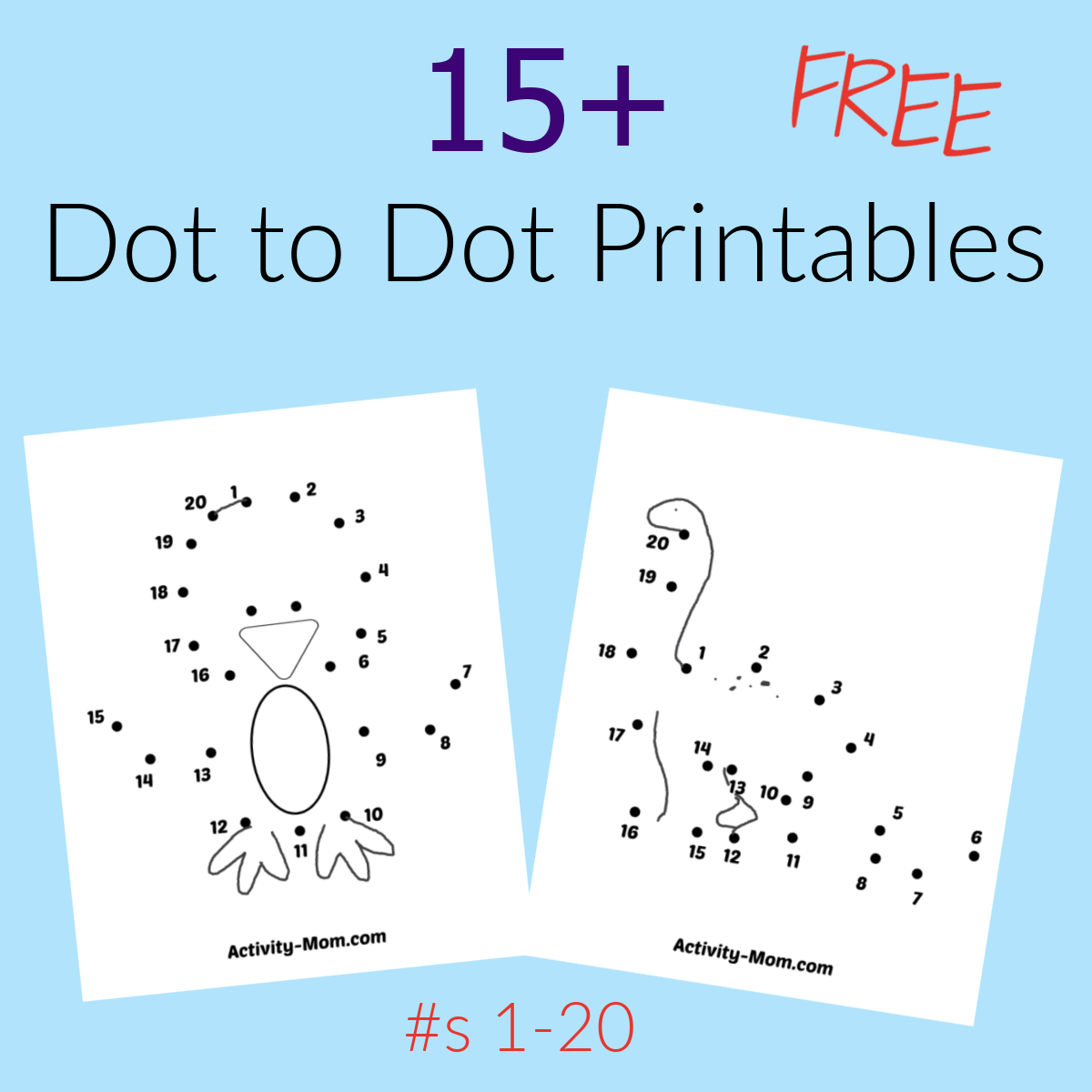 Dot To Dot Worksheets Numbers 1 To 20 (Free Printable) - The for Free Printable Dot To Dot