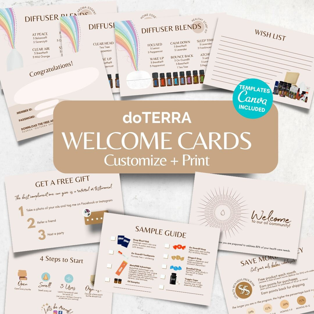 Download + Print Welcome Cards Doterra New Member Welcome Package regarding Free Printable Doterra Sample Cards