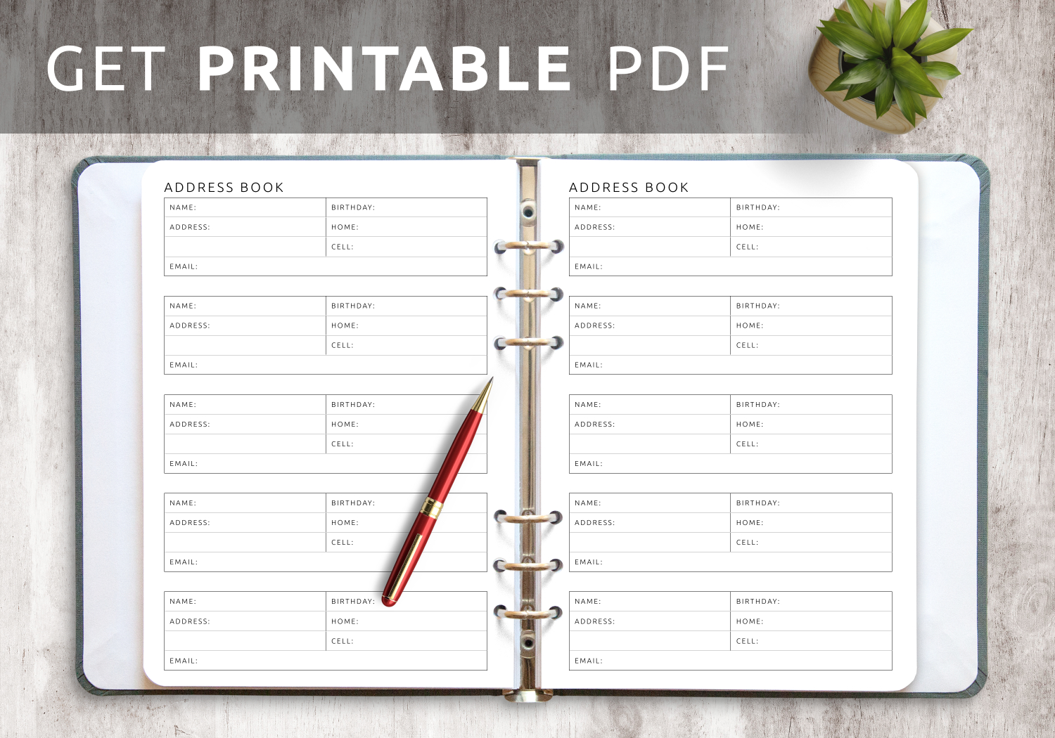 Download Printable Address Book Template Pdf regarding Free Printable Address Book