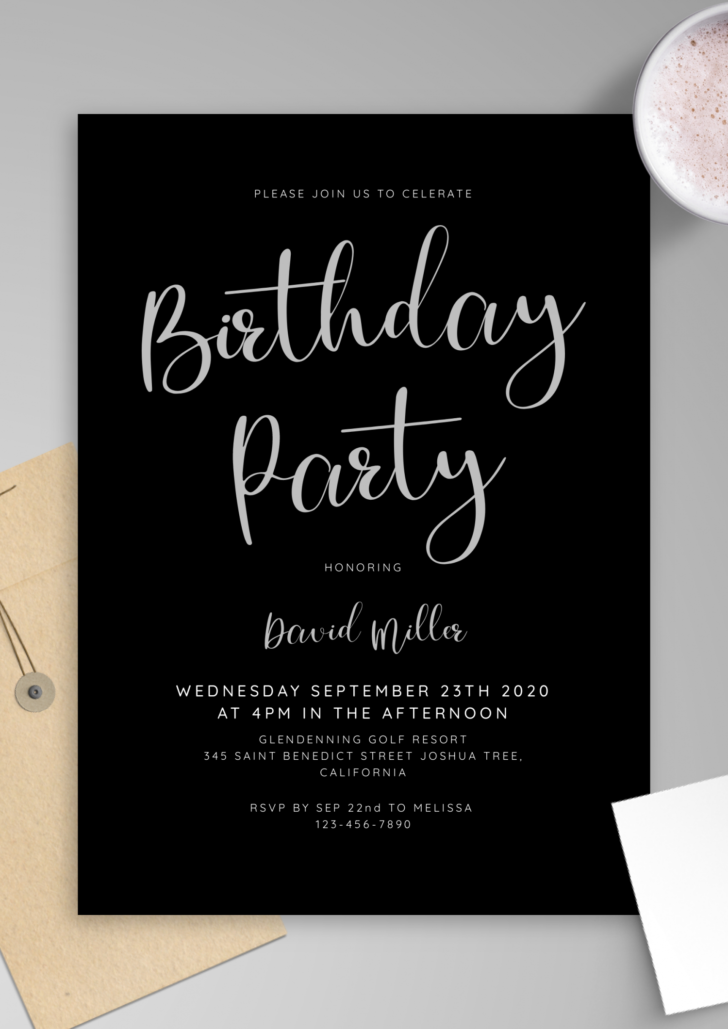 Download Printable Black And White Men&amp;#039;S Birthday Invitation Pdf inside Free Printable Birthday Invitations For Him