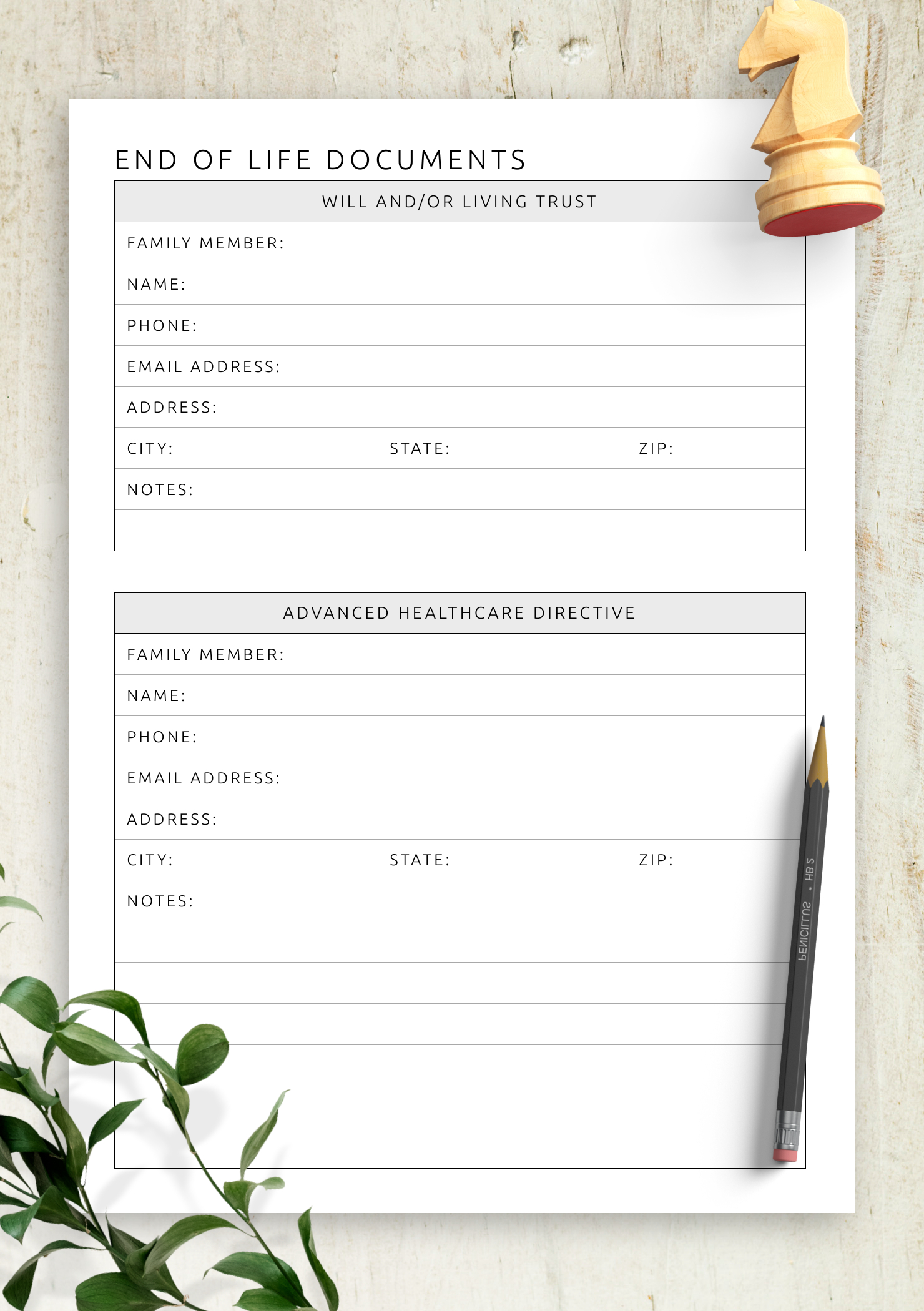 Download Printable End Of Life Documents Pdf inside Free Printable Documents