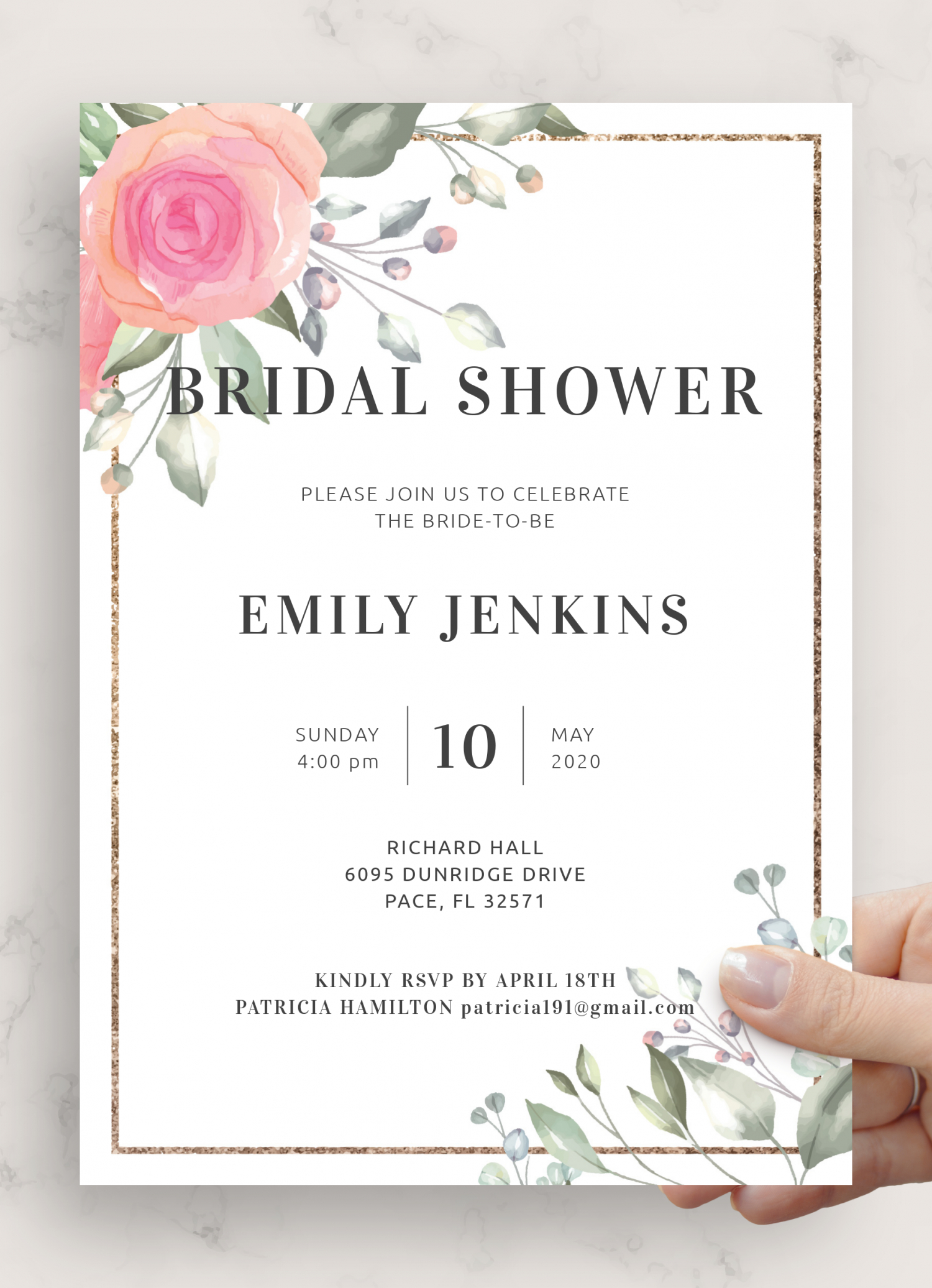 Download Printable Floral Bridal Shower Invitation Pdf in Free Printable Bridal Shower Invitations Templates