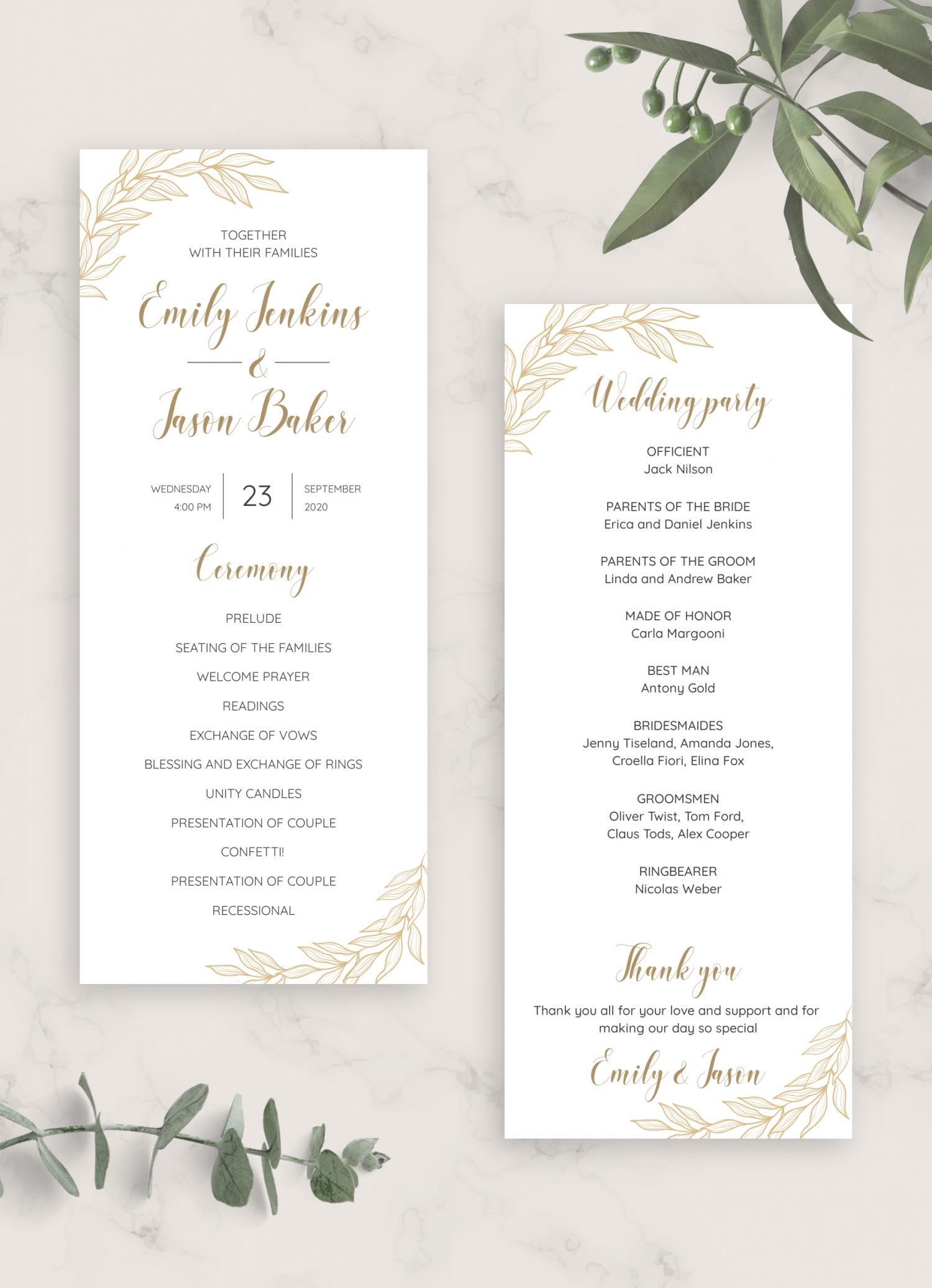 Download Printable Golden Wedding Program Pdf throughout Free Printable Wedding Program Templates