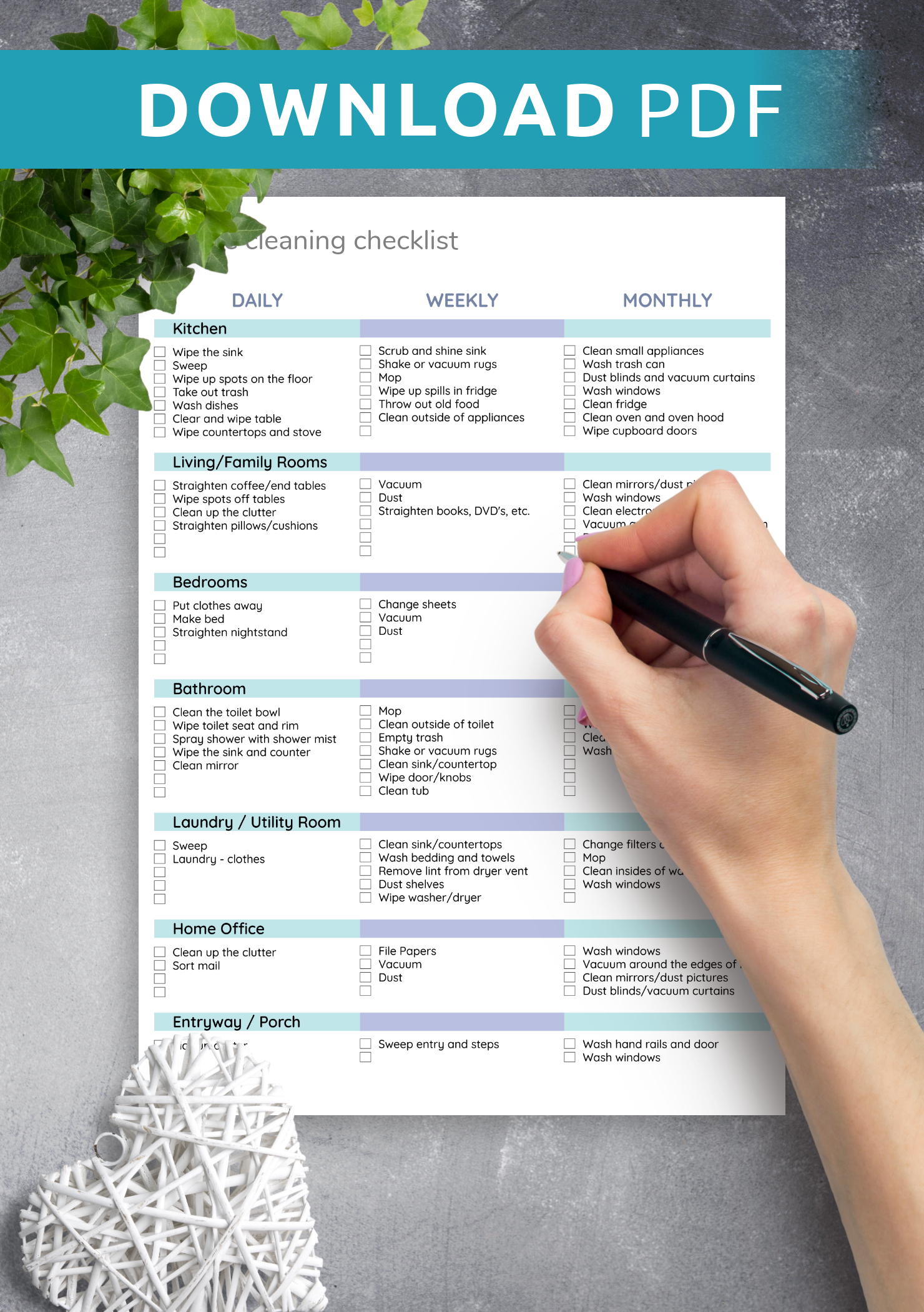 Download Printable House Cleaning Checklist Template Pdf inside Free Printable House Cleaning Checklist