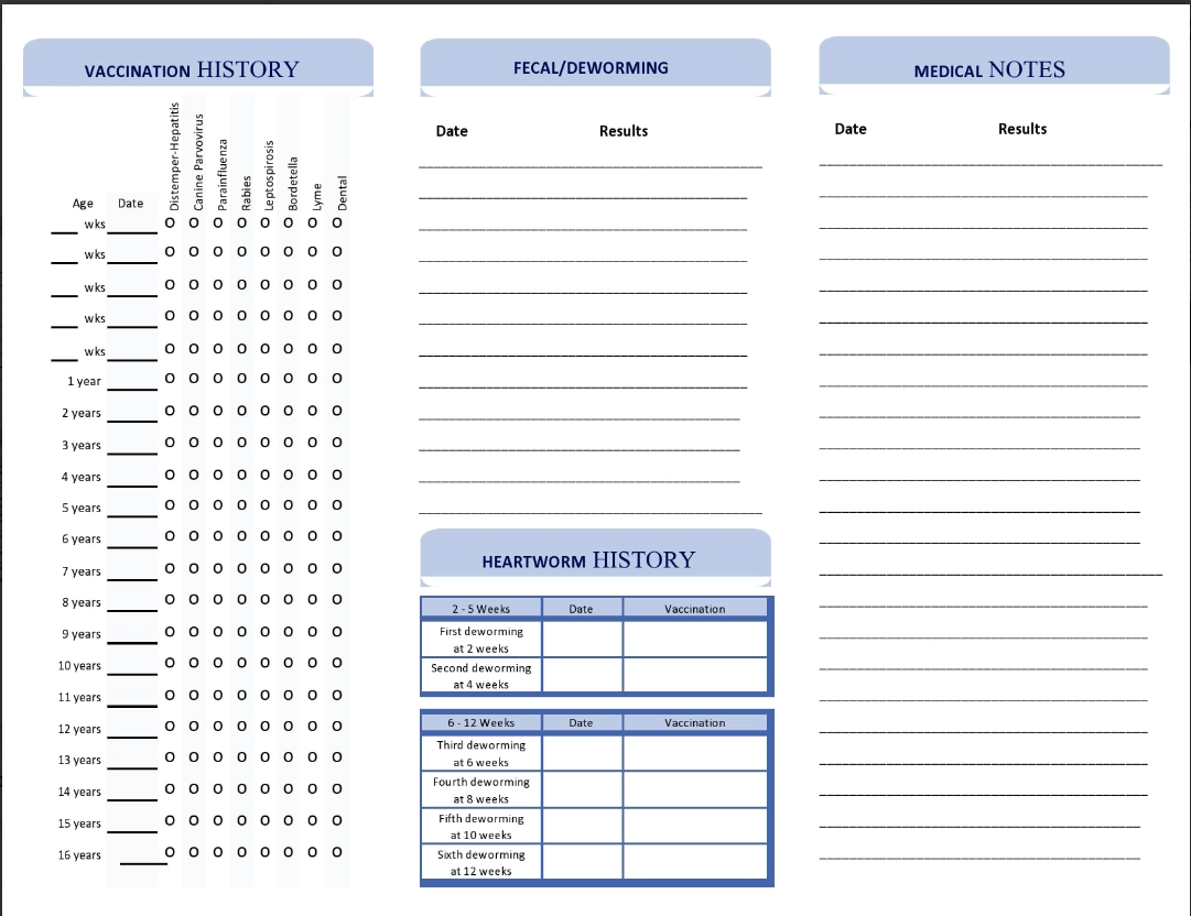 Download Printable Pet Health Record Template Excel pertaining to Free Printable Pet Health Record