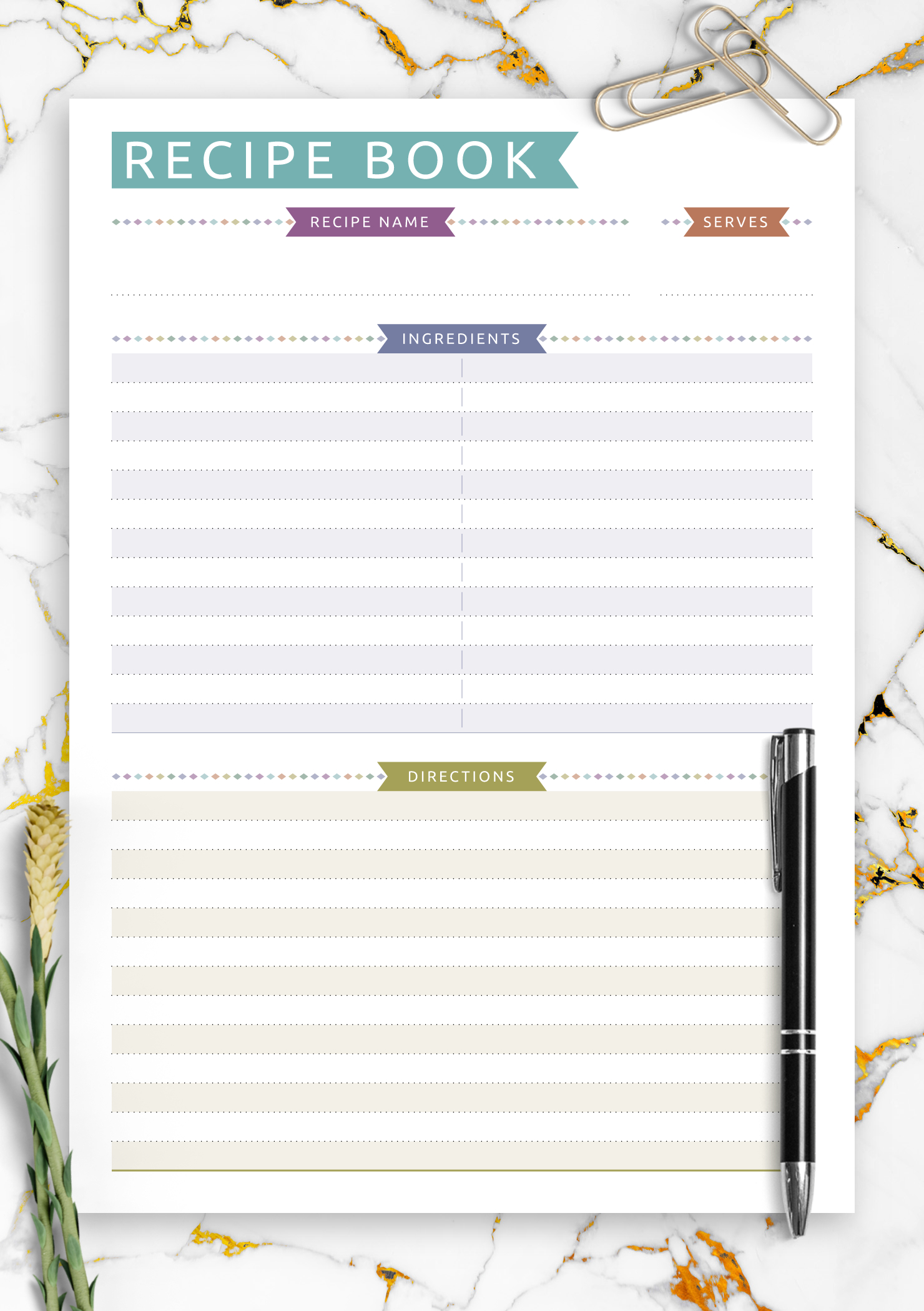 Download Printable Recipe Book Template - Casual Style Pdf intended for Free Recipe Book Templates Printable