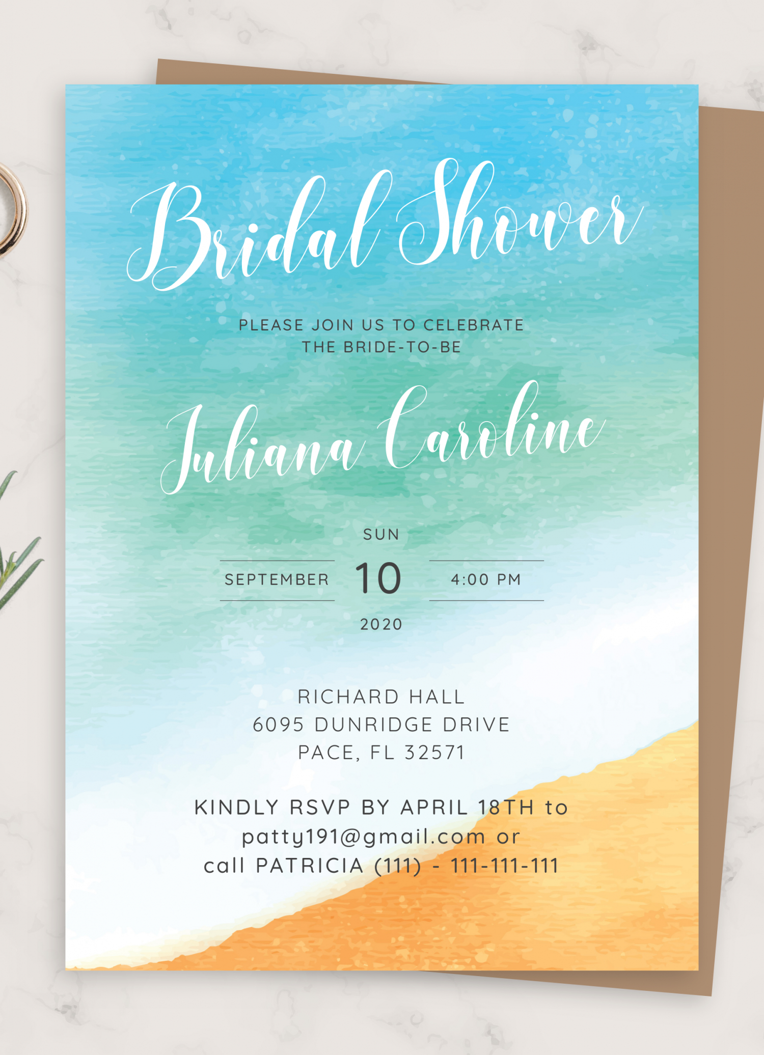 Download Printable Sea Breeze Bridal Shower Invitation Pdf regarding Free Printable Beach Theme Bridal Shower Invitations