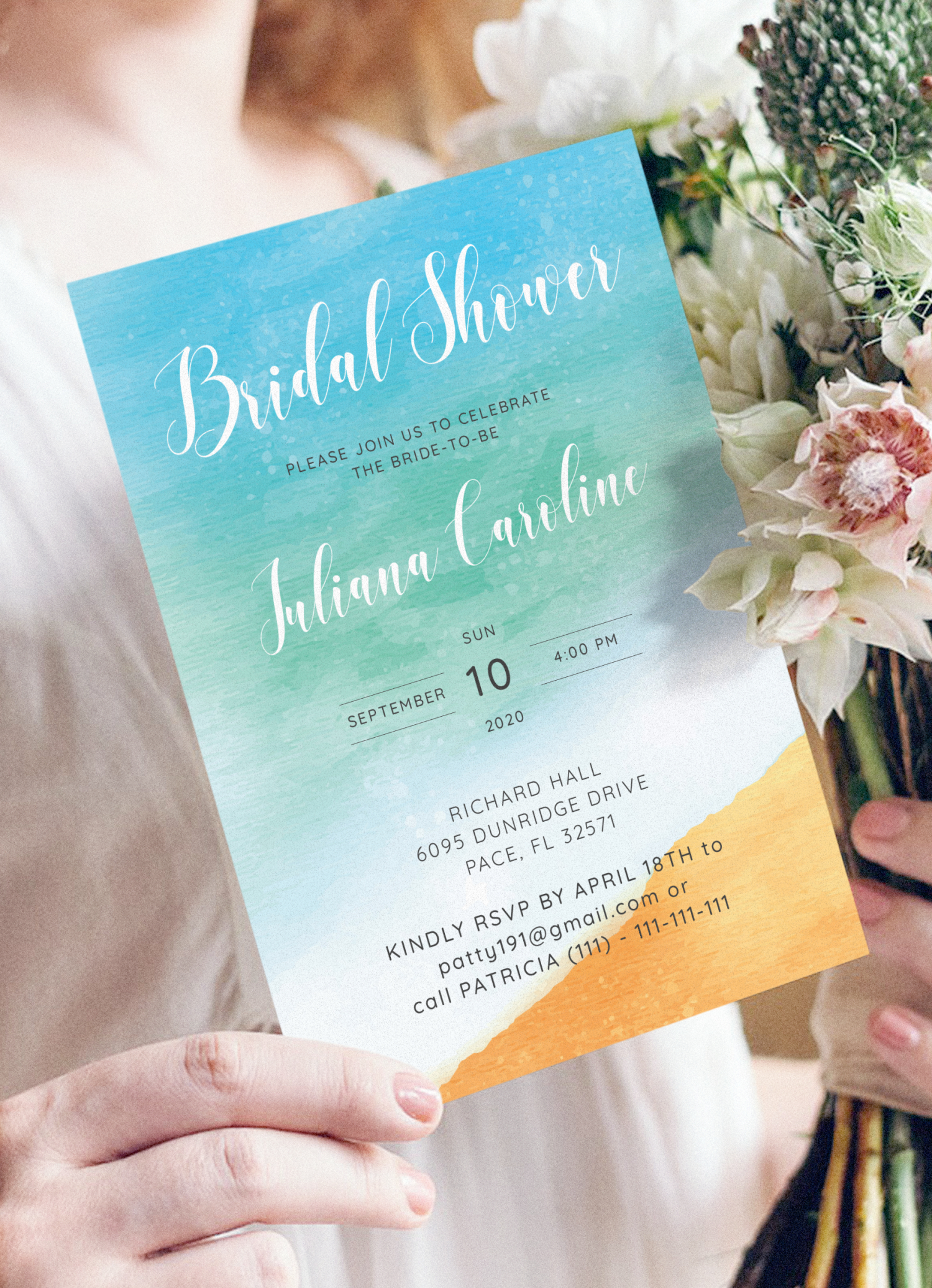 Download Printable Sea Breeze Bridal Shower Invitation Pdf with Free Printable Beach Theme Bridal Shower Invitations
