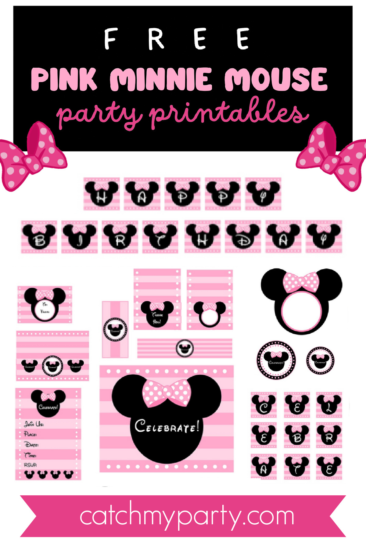Download These Free Pink Minnie Mouse Party Printables! | Catch My throughout Free Minnie Mouse Printables
