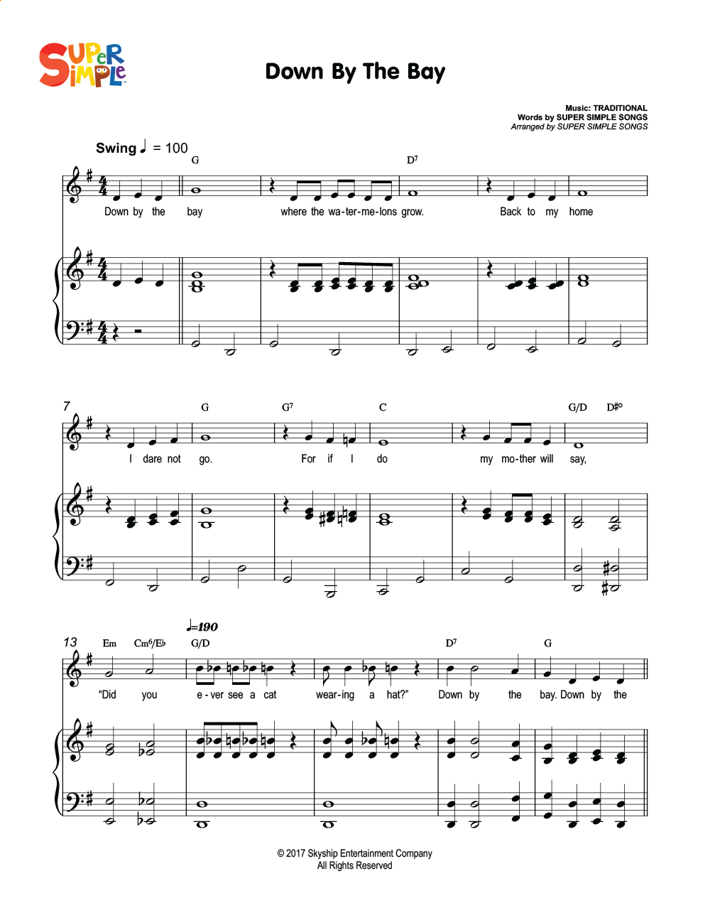 Downthe Bay Sheet Music - Super Simple pertaining to Piano Sheet Music For Beginners Popular Songs Free Printable
