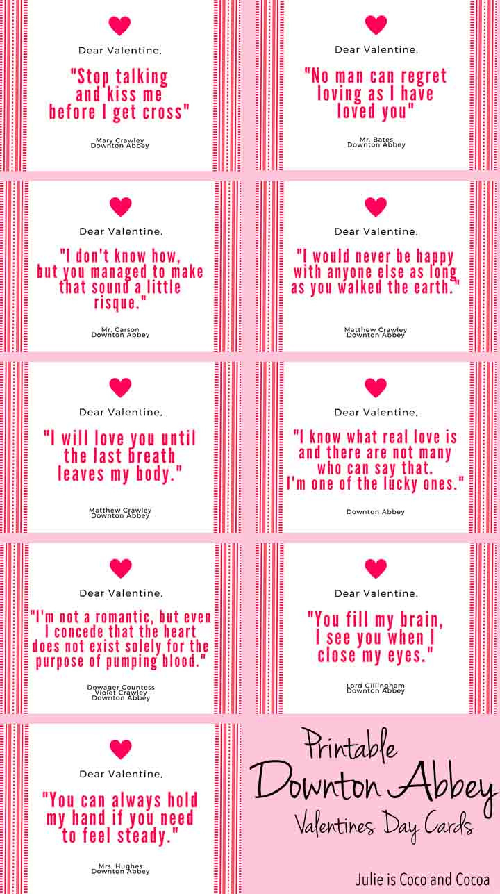 Downton Abbey Valentines Day Cards - Julie Measures with regard to Free Printable Valentines Day Cards For Her