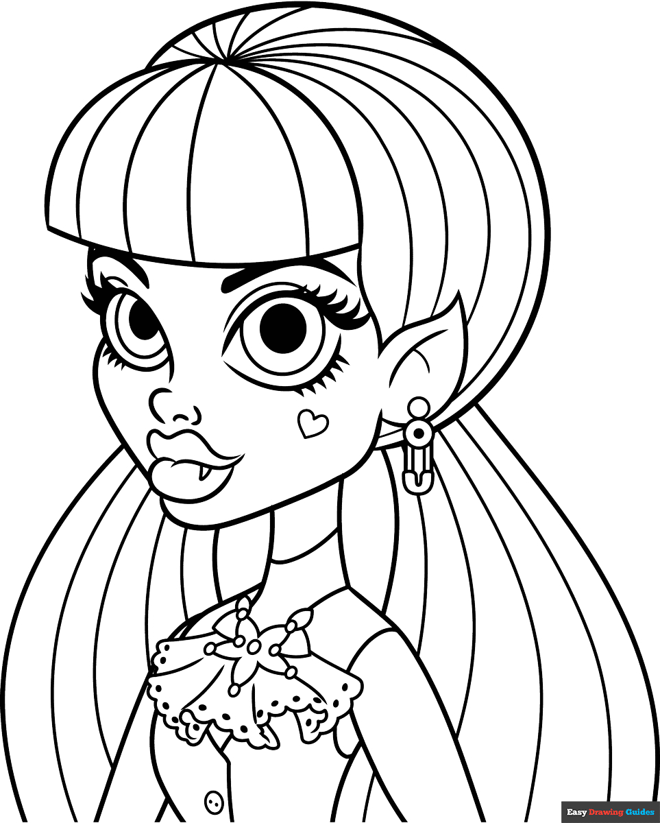 Draculaura From Monster High Coloring Page | Easy Drawing Guides within Monster High Free Printable Pictures