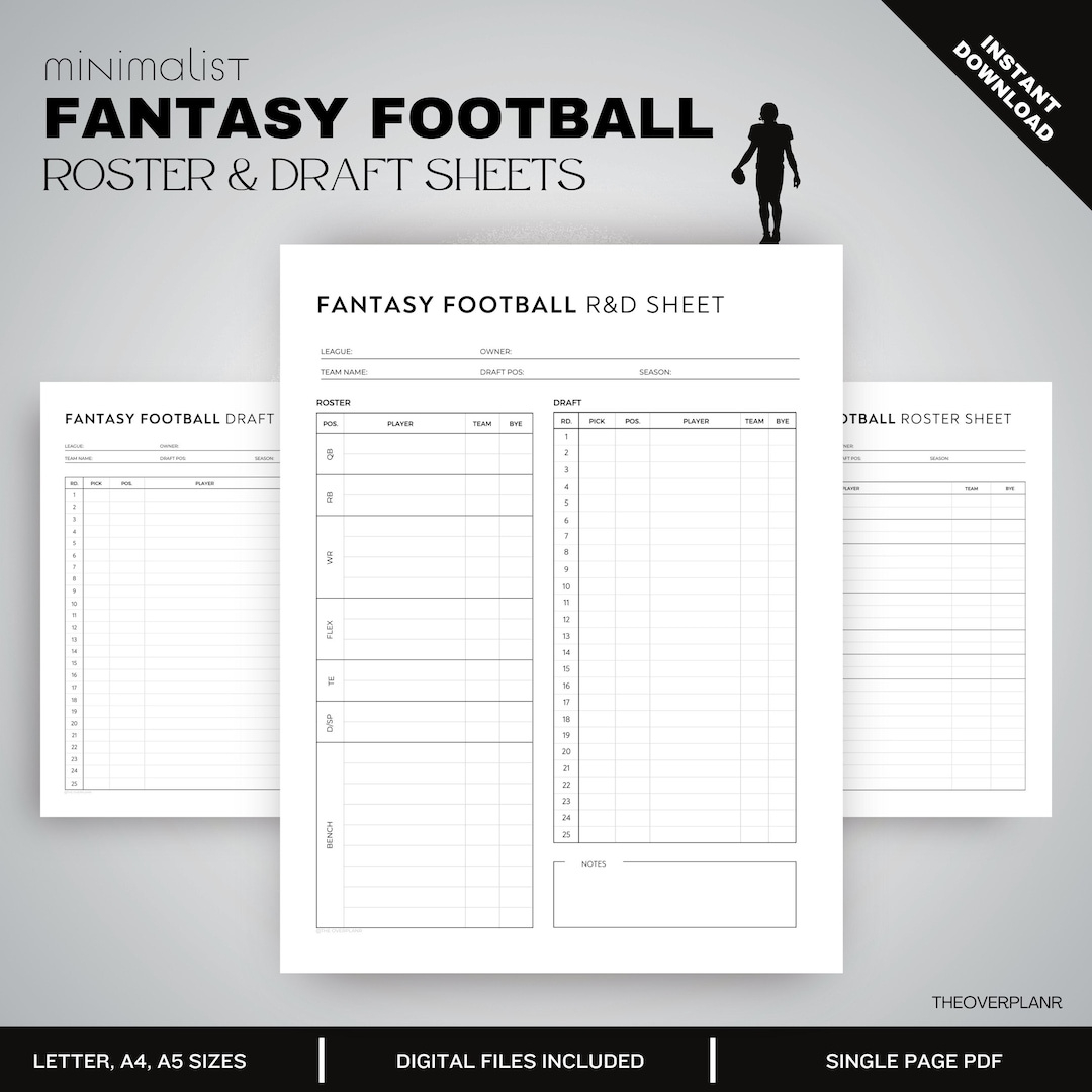 Draft Sheet Nfl Fantasy Football Draft Kit Fantasy Football Draft throughout Free Fantasy Football Draft Kit Printable