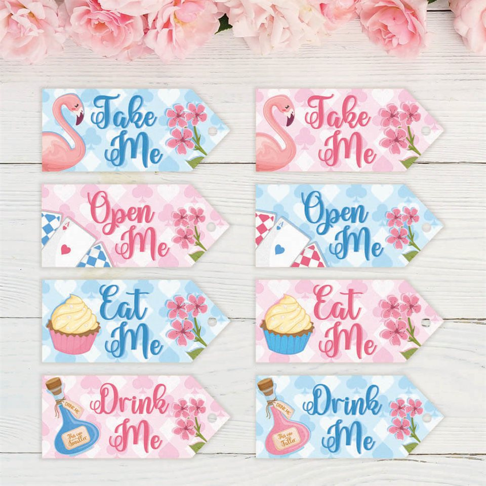 Dreamy Alice In Wonderland Party Tags inside Free Printable Alice In Wonderland Eat Me Tags