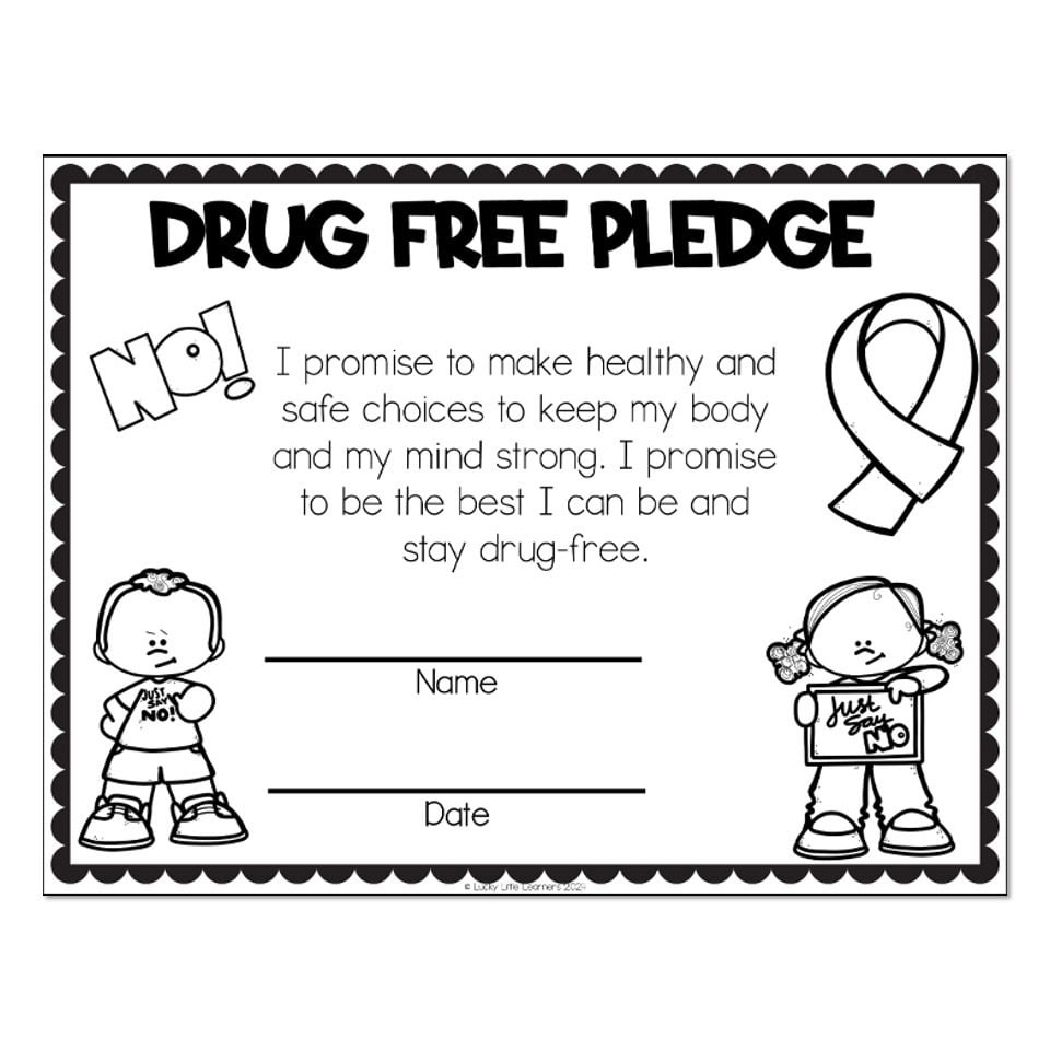 Drug Prevention Pledge - Lucky Little Learners regarding Free Printable Drug Free Pledge Cards